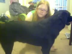 An animal fucked a chubby amateur single woman's hairy pussy